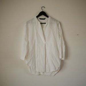 Zara White Cotton Blend flow top